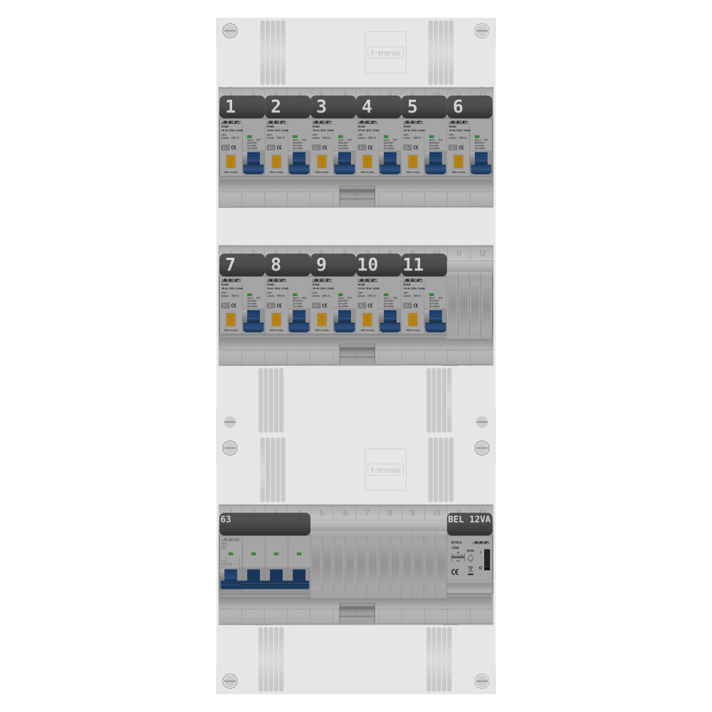SEP Pro Groepenkast PV-ready 63A 3 fase 11 alamat + beltrafo