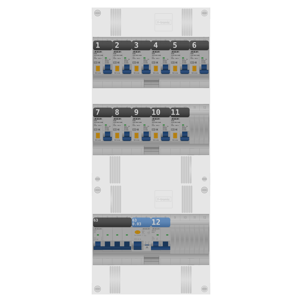 SEP Pro Groepenkast PV-ready 63A 3 fase 11 alamat + kookgroep