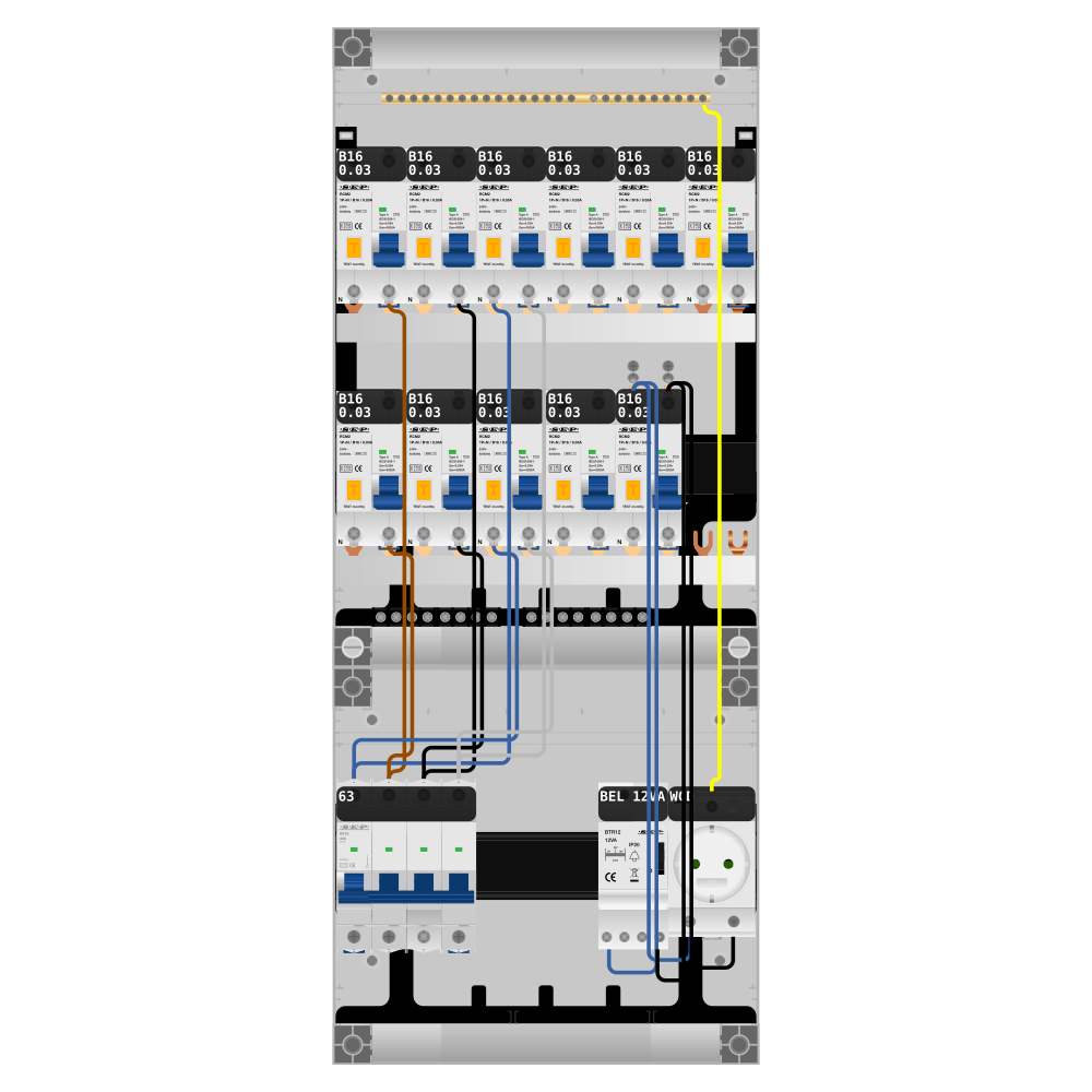SEP Pro Groepenkast PV-ready 63A 3 fase 11 alamat + beltrafo + wcd