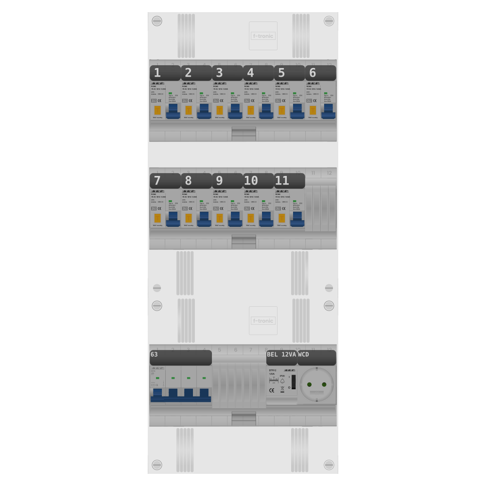 SEP Pro Groepenkast PV-ready 63A 3 fase 11 alamat + beltrafo + wcd