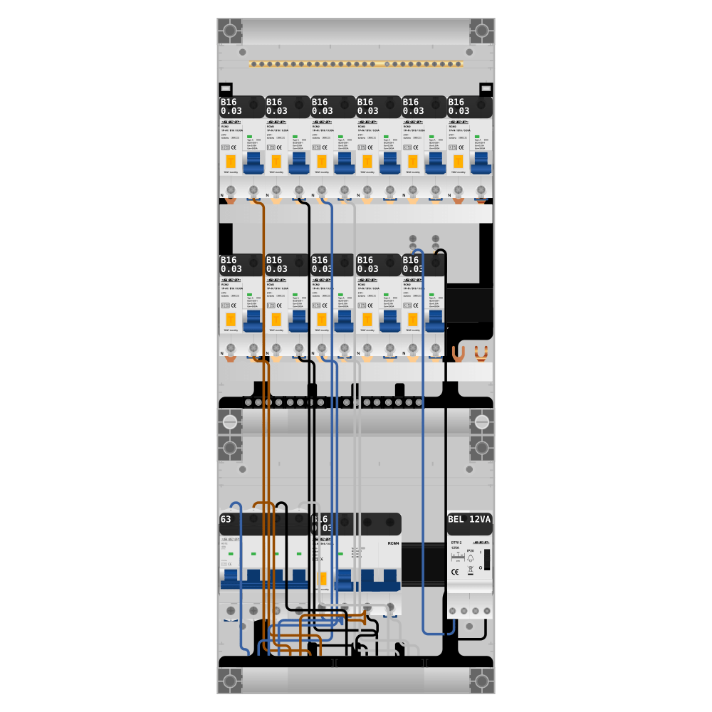 SEP Pro Groepenkast PV-ready 63A 3 fase 11 alamat + beltrafo + kracht