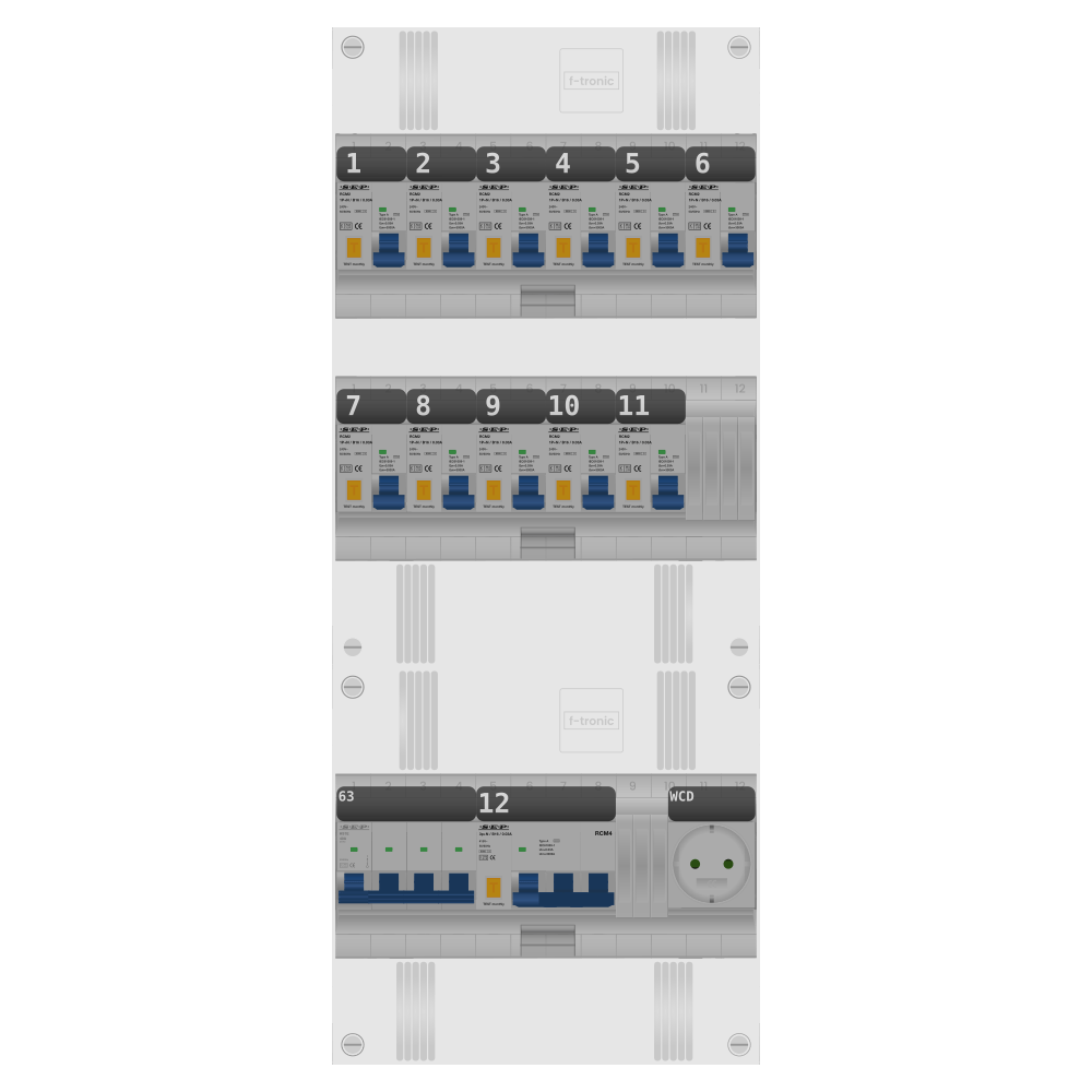 SEP Pro Groepenkast PV-ready 63A 3 fase 11 alamat + wcd + kracht