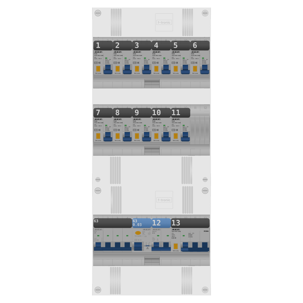 SEP Pro Groepenkast PV-ready 63A 3 fase 11 alamat + kookgroep + kracht