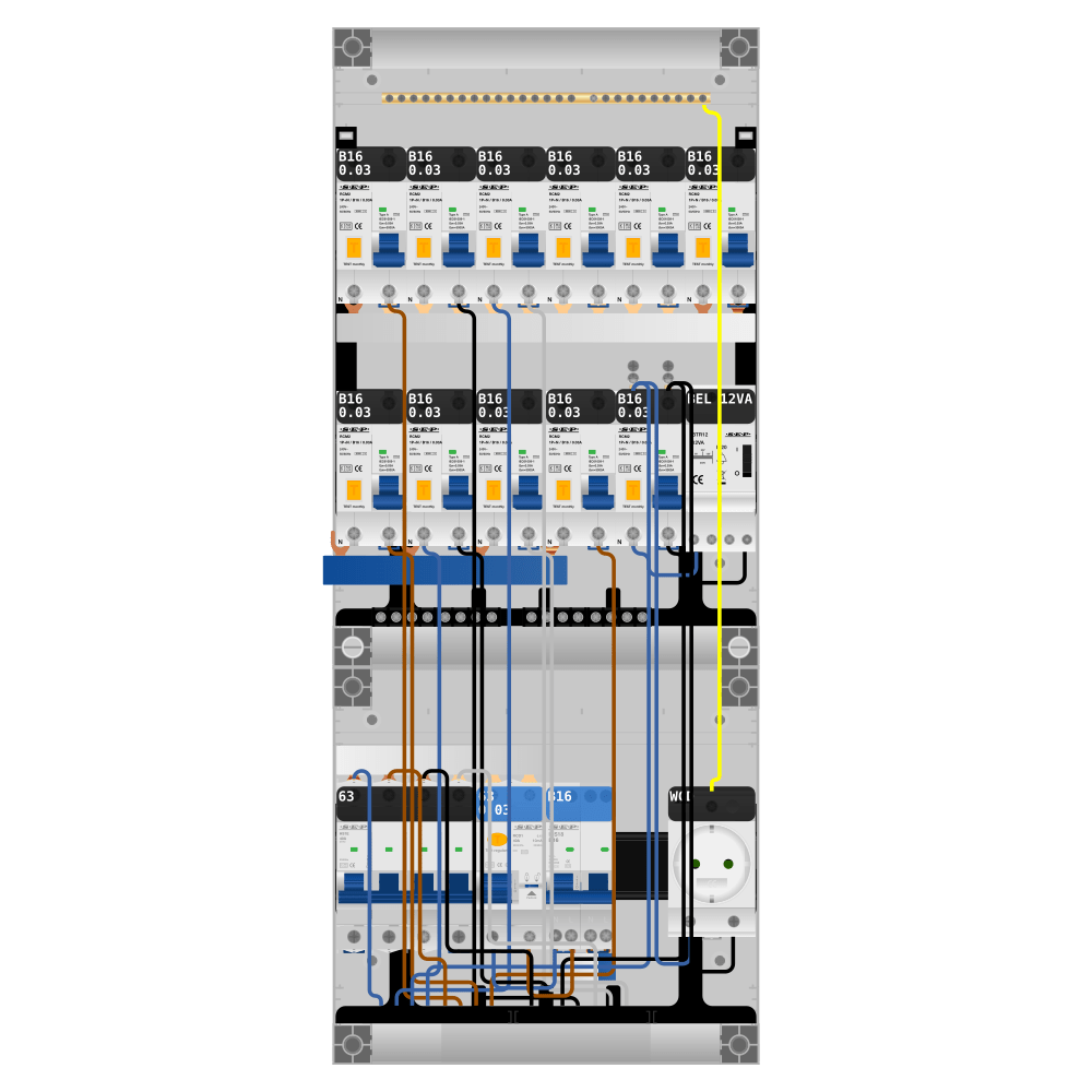 SEP Pro Groepenkast PV-ready 63A 3 fase 11 alamat + beltrafo + wcd + kookgroep