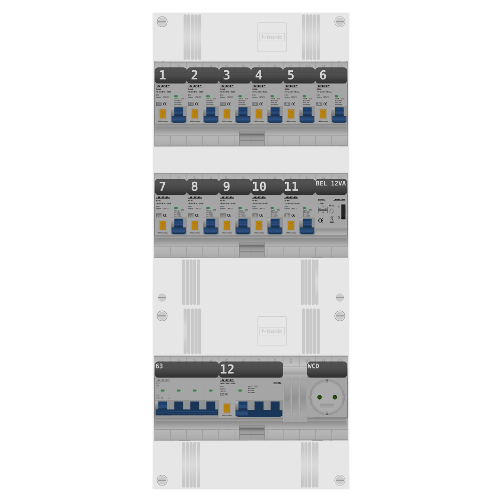 SEP Pro Groepenkast PV-ready 63A 3 fase 11 alamat + beltrafo + wcd + kracht