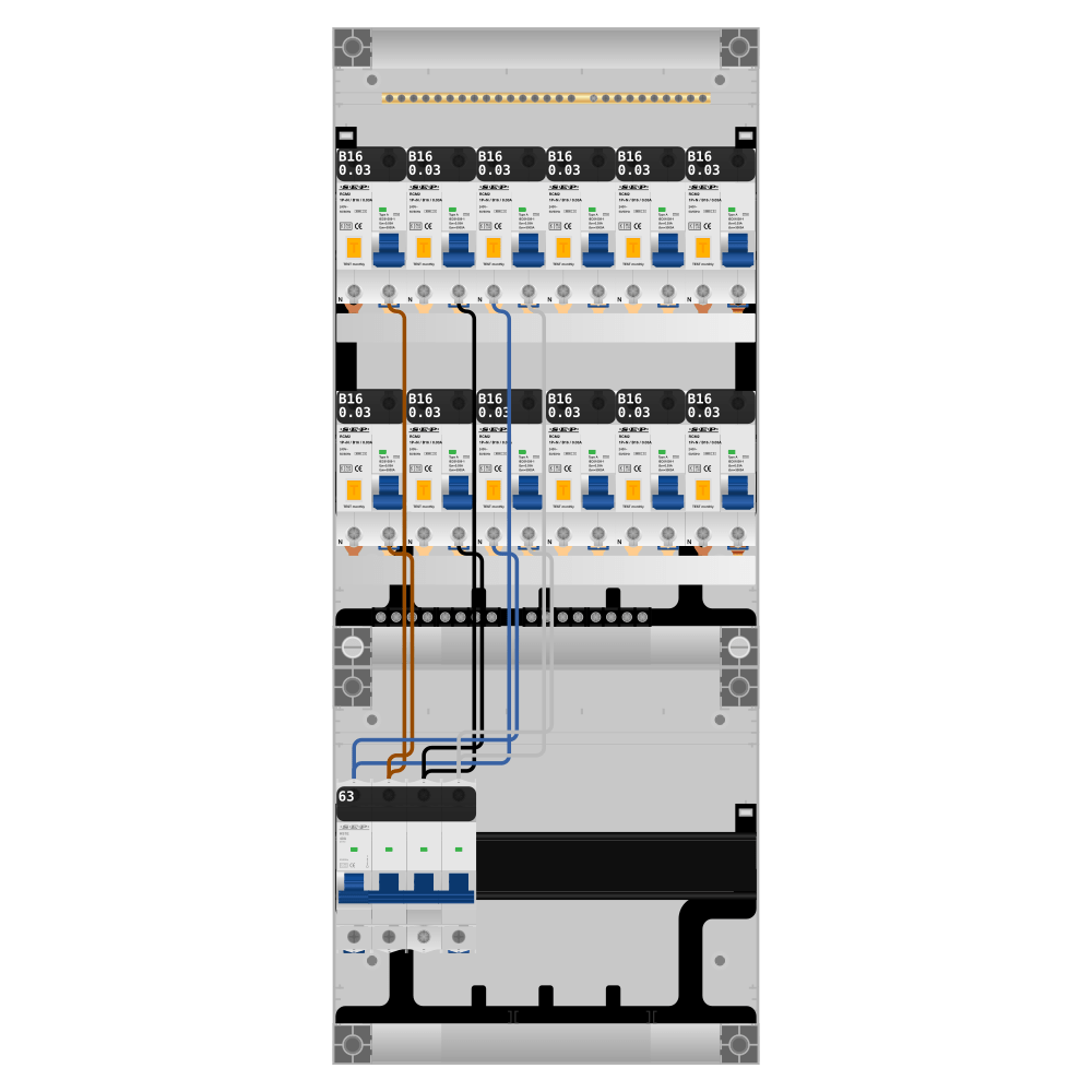 SEP Pro Groepenkast PV-ready 63A 3 fase 12 alamat