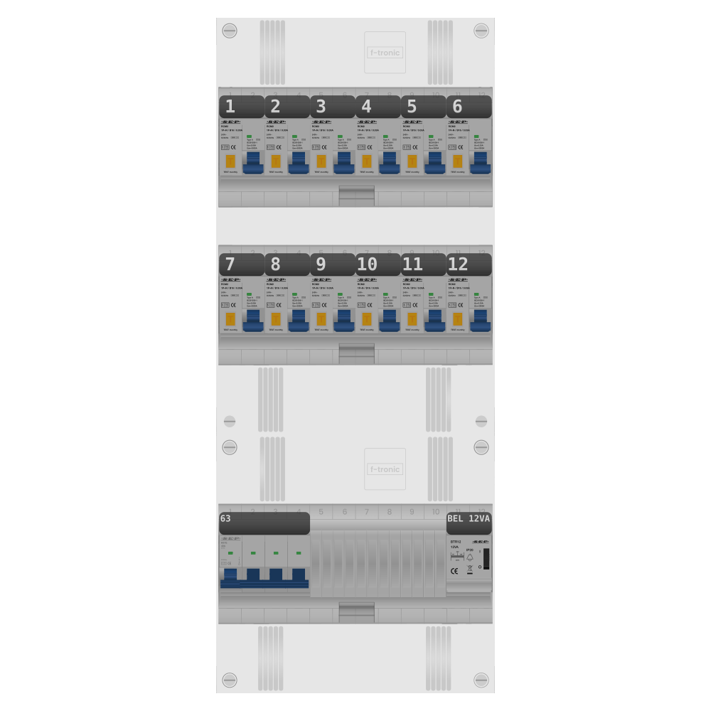 SEP Pro Groepenkast PV-ready 63A 3 fase 12 alamat + beltrafo