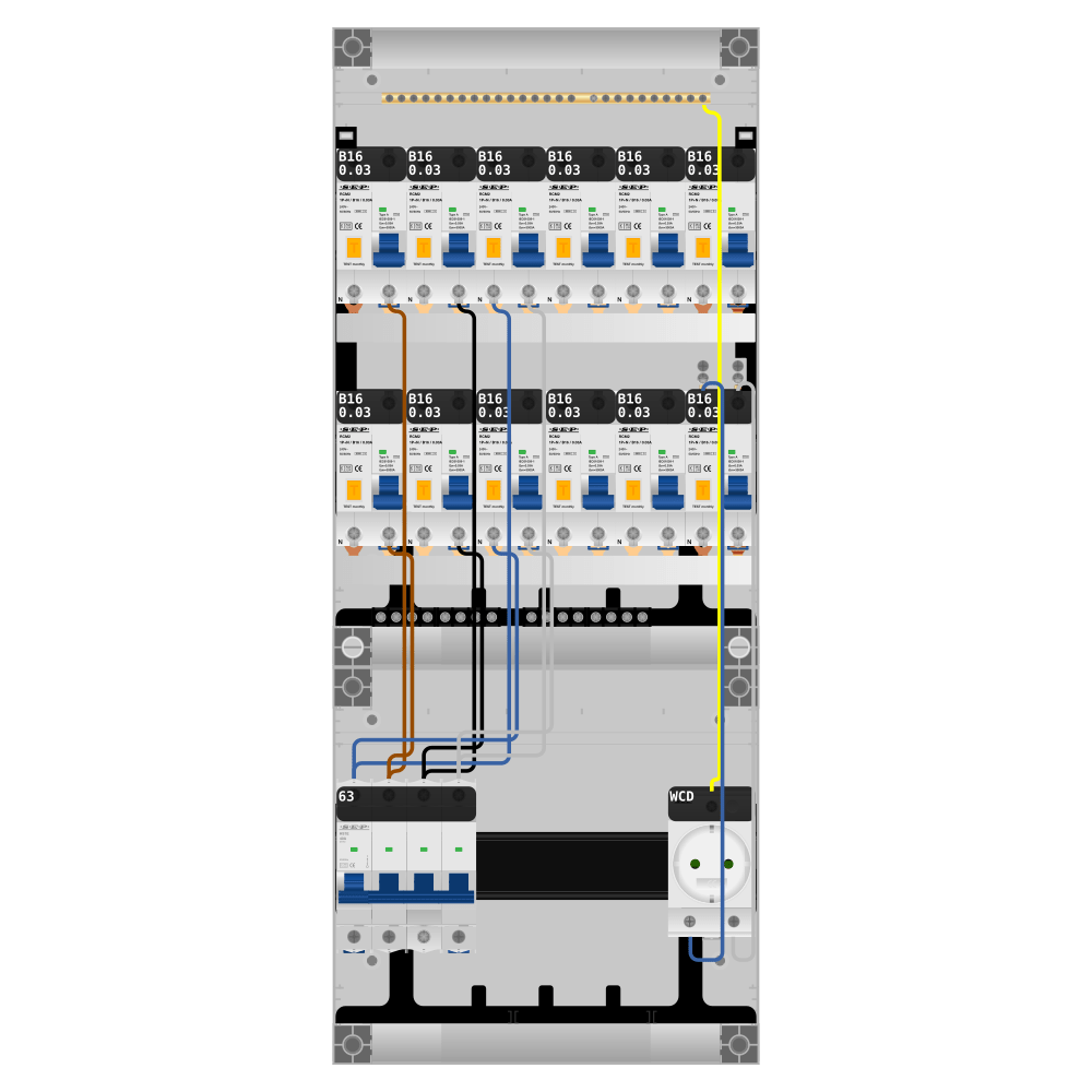 SEP Pro Groepenkast PV-ready 63A 3 fase 12 alamat + wcd
