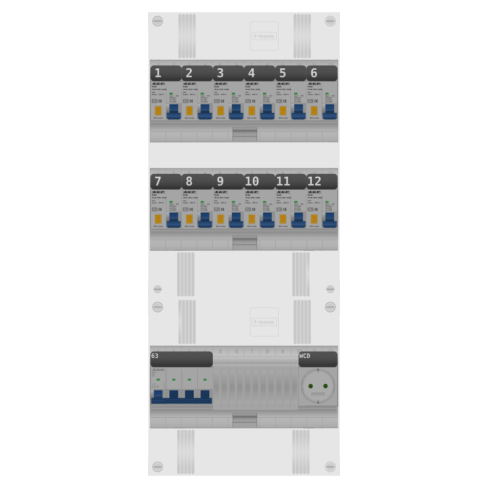 SEP Pro Groepenkast PV-ready 63A 3 fase 12 alamat + wcd