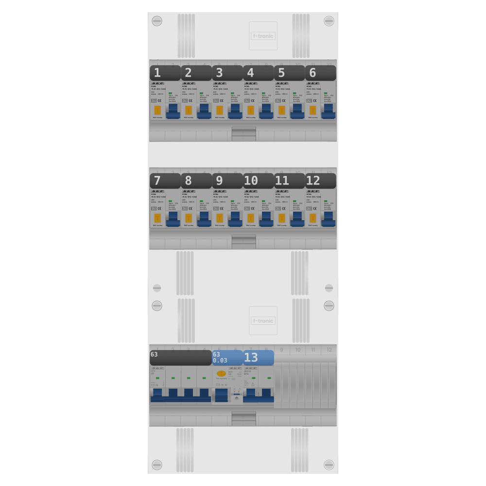 SEP Pro Groepenkast PV-ready 63A 3 fase 12 alamat + kookgroep