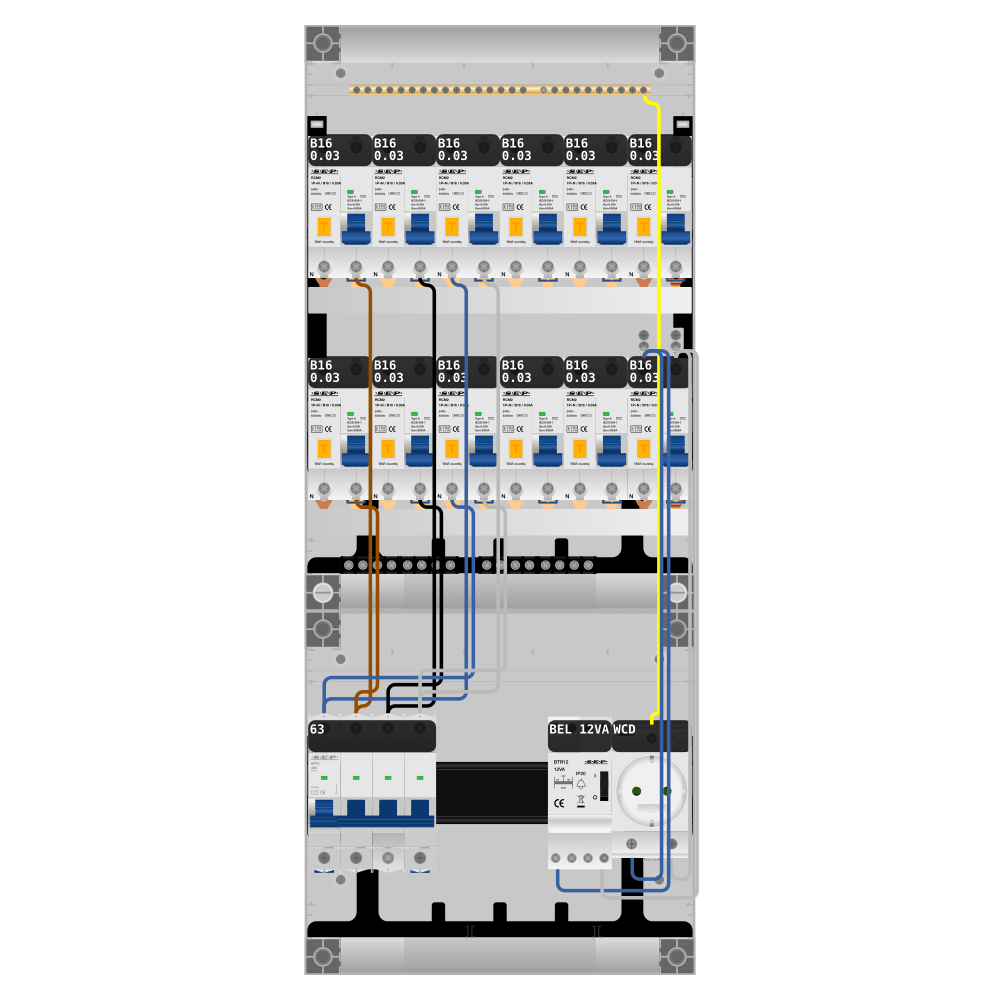 SEP Pro Groepenkast PV-ready 63A 3 fase 12 alamat + beltrafo + wcd