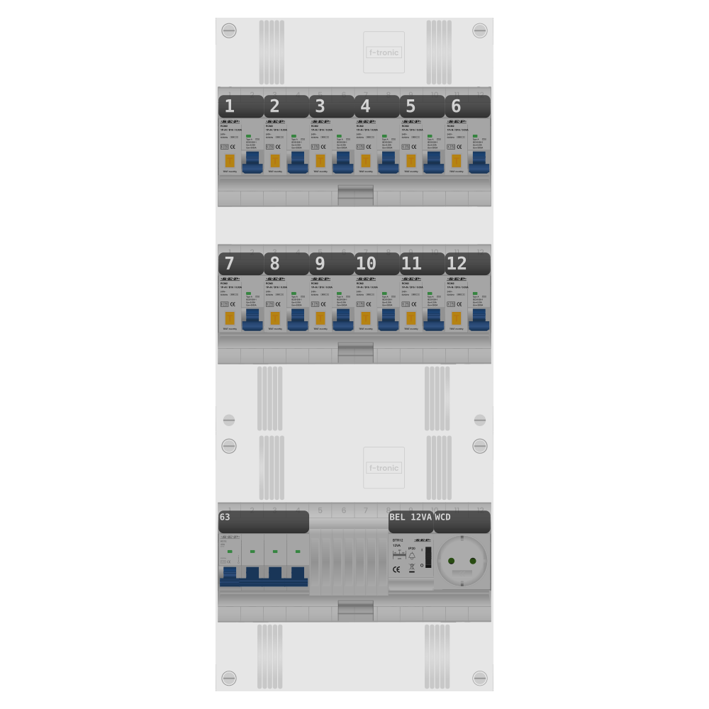 SEP Pro Groepenkast PV-ready 63A 3 fase 12 alamat + beltrafo + wcd