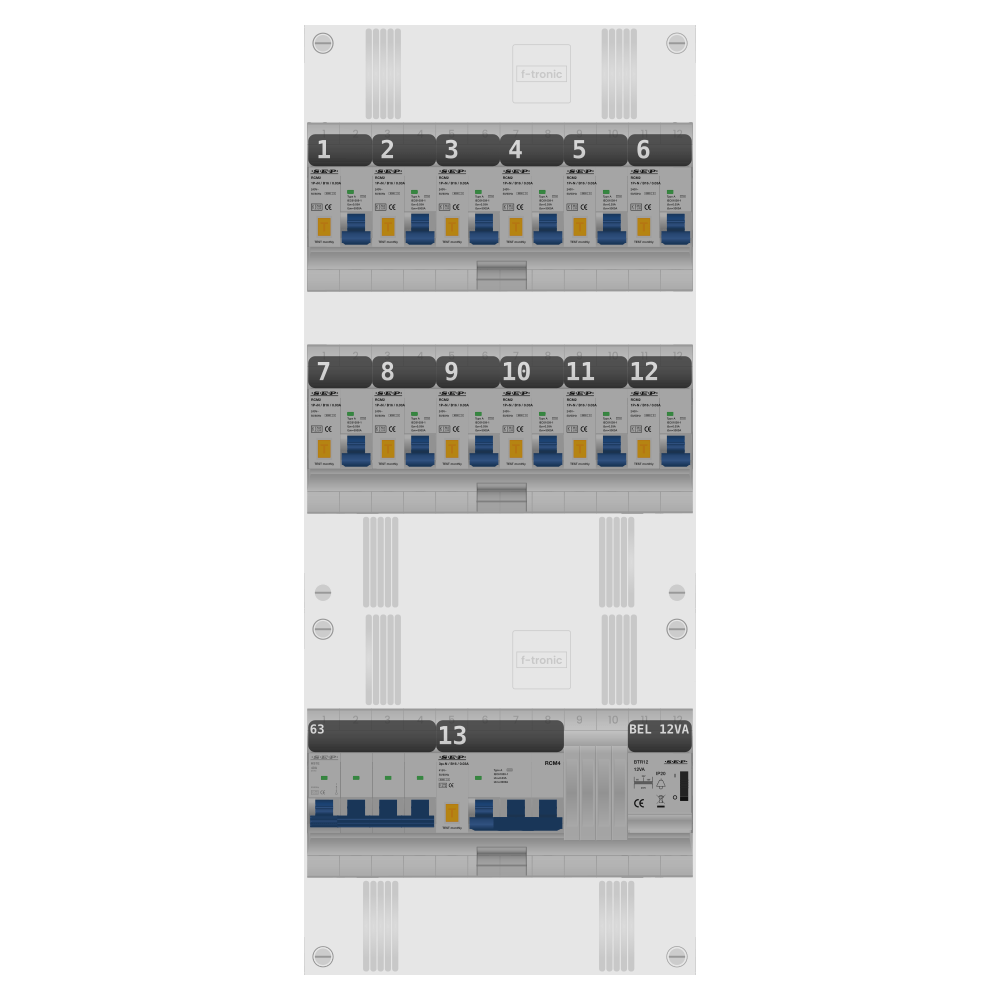 SEP Pro Groepenkast PV-ready 63A 3 fase 12 alamat + beltrafo + kracht