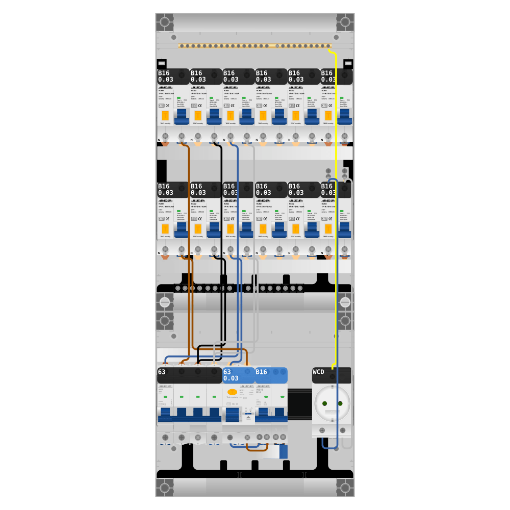 SEP Pro Groepenkast PV-ready 63A 3 fase 12 alamat + wcd + kookgroep