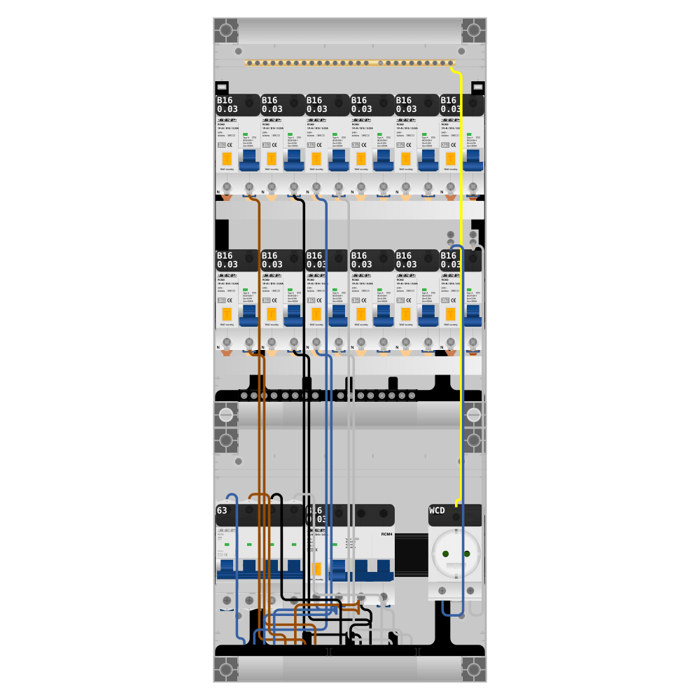 SEP Pro Groepenkast PV-ready 63A 3 fase 12 alamat + wcd + kracht