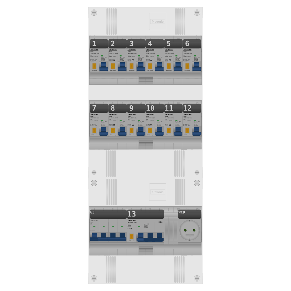 SEP Pro Groepenkast PV-ready 63A 3 fase 12 alamat + wcd + kracht