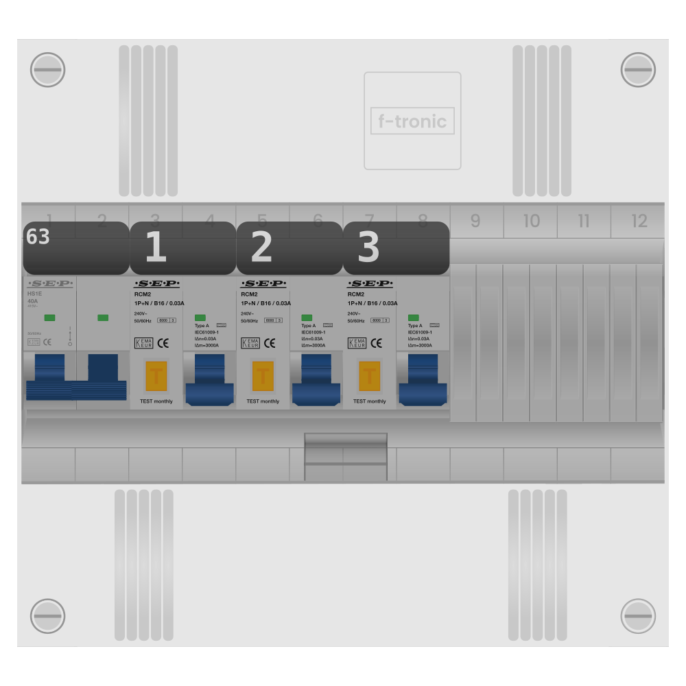 SEP Pro Groepenkast PV-ready 63A 1 fase 3 alamat 1 rij