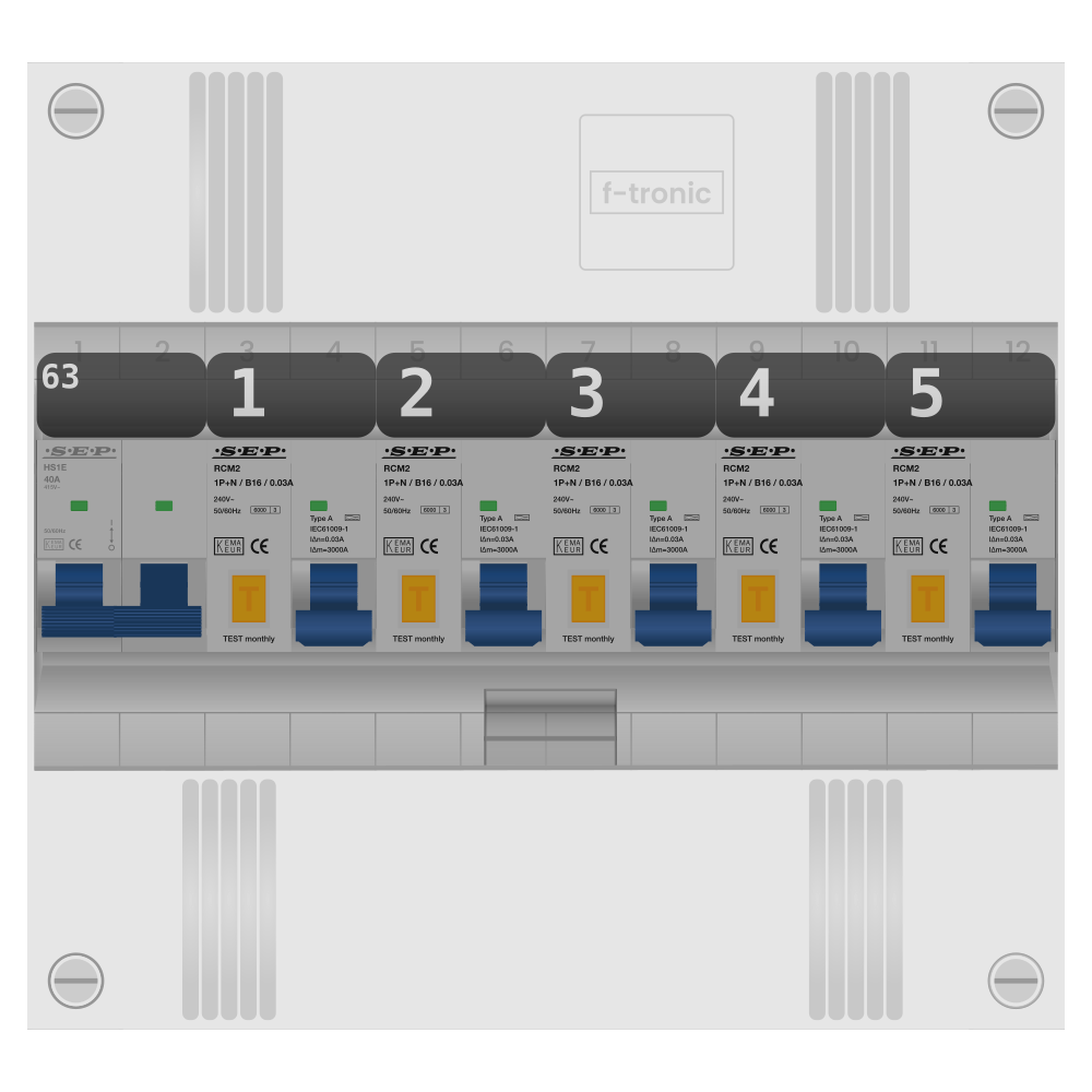 SEP Pro Groepenkast PV-ready 63A 1 fase 5 alamat 1 rij