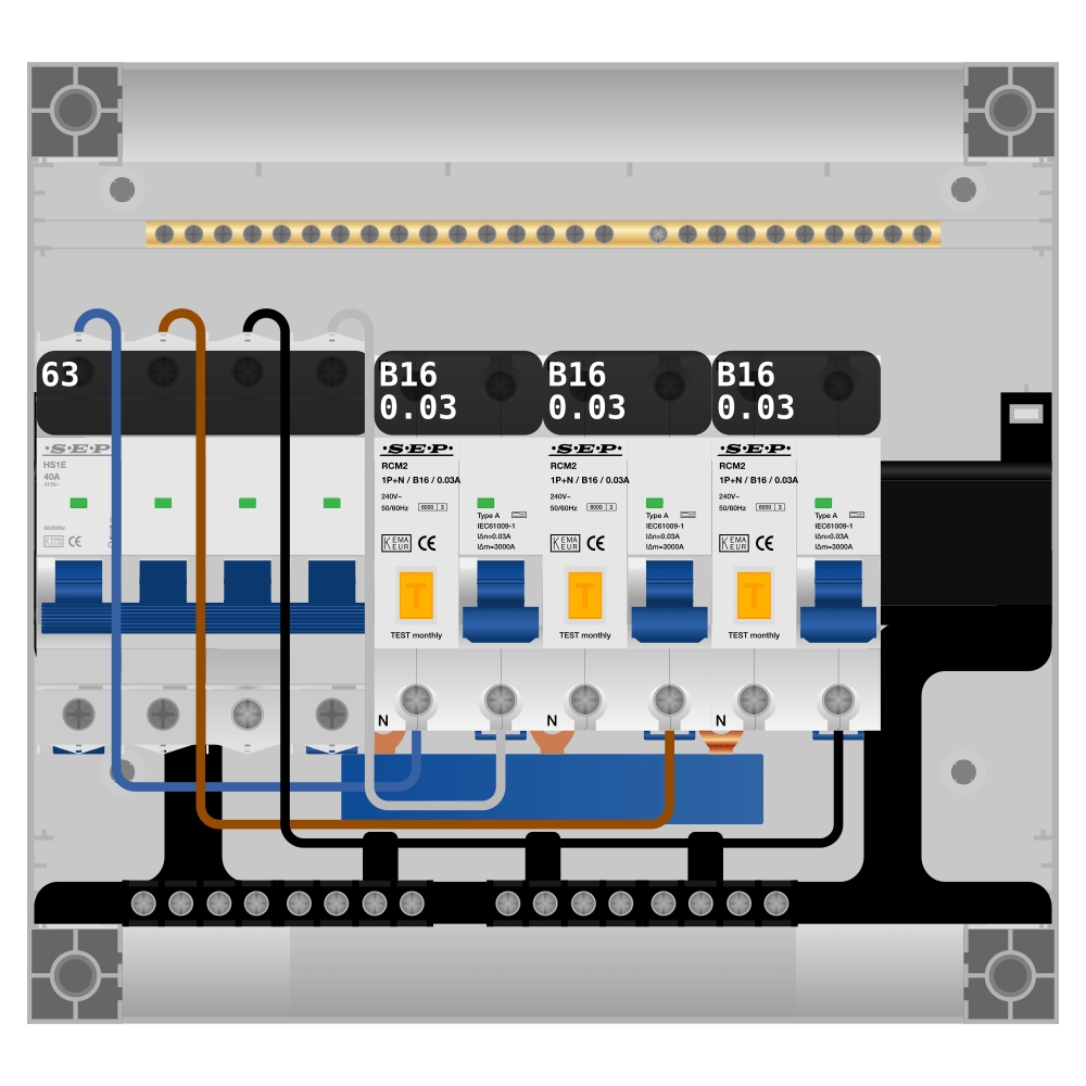 SEP Pro Groepenkast PV-ready 63A 3 fase 3 alamat 1 rij