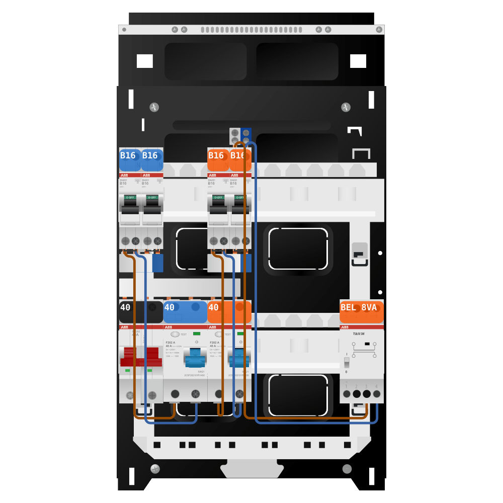 ABB Groepenkast 1 fase 4 groepen + beltrafo SN201