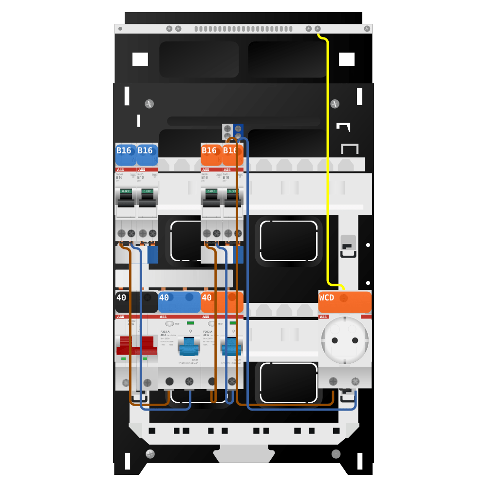 ABB Groepenkast 1 fase 4 groepen + wcd SN201