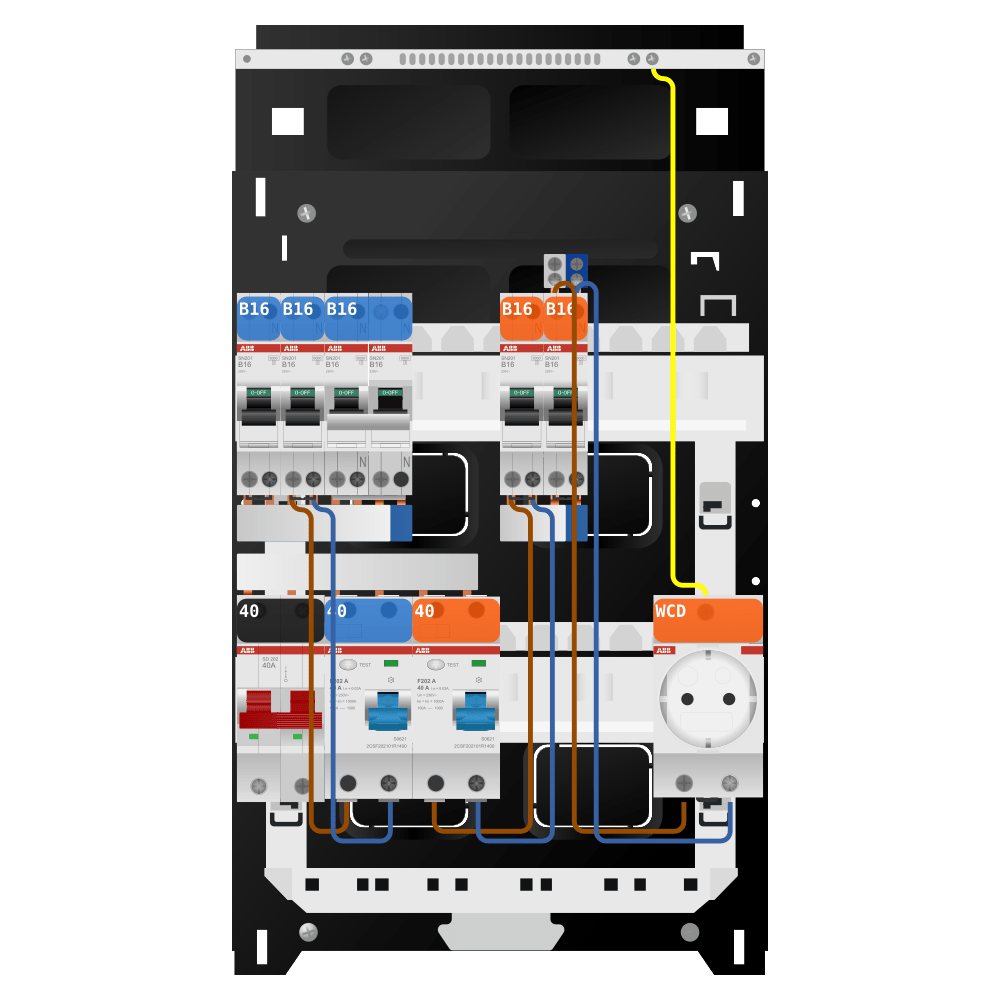 ABB Groepenkast 1 fase 4 groepen + wcd + kookgroep SN201
