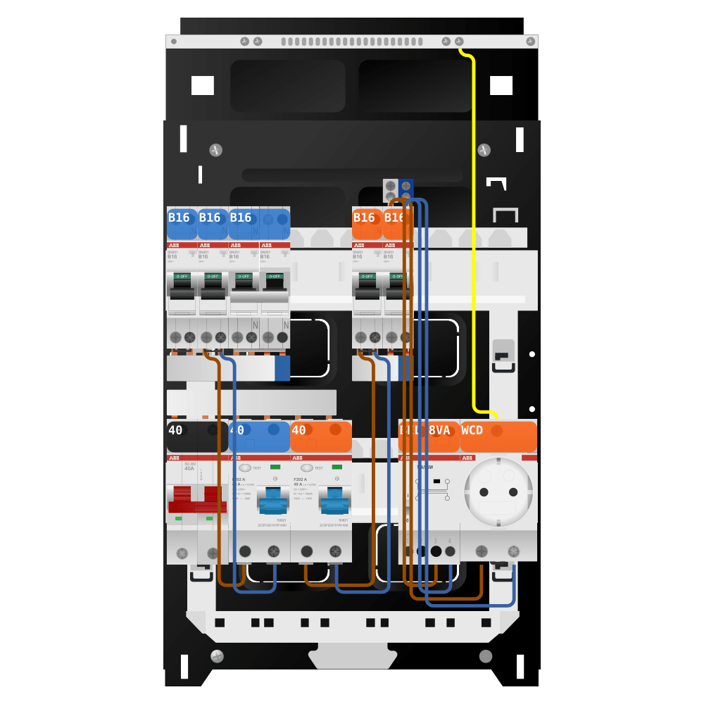 ABB Groepenkast 1 fase 4 groepen + beltrafo + wcd + kookgroep SN201