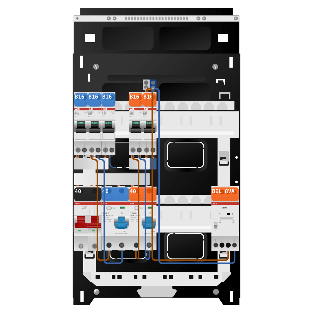 ABB Groepenkast 1 fase 5 groepen + beltrafo SN201