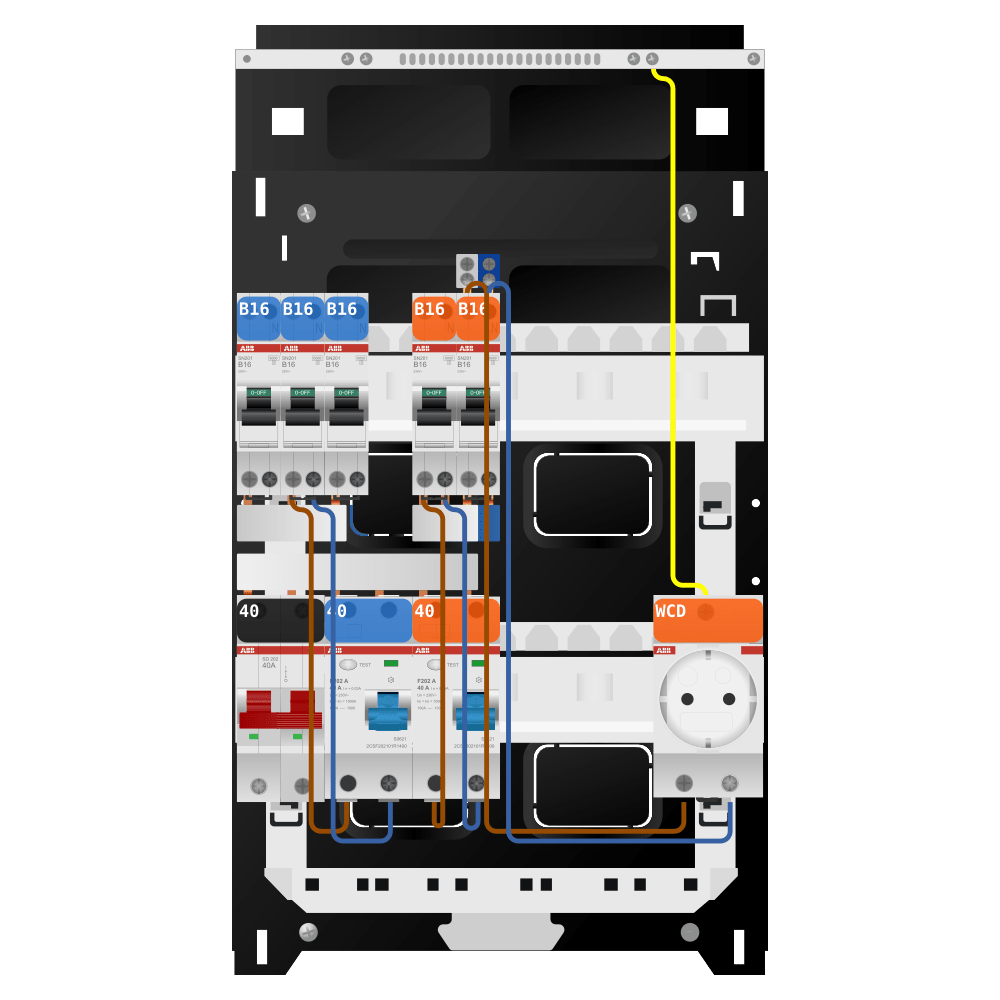 ABB Groepenkast 1 fase 5 groepen + wcd SN201