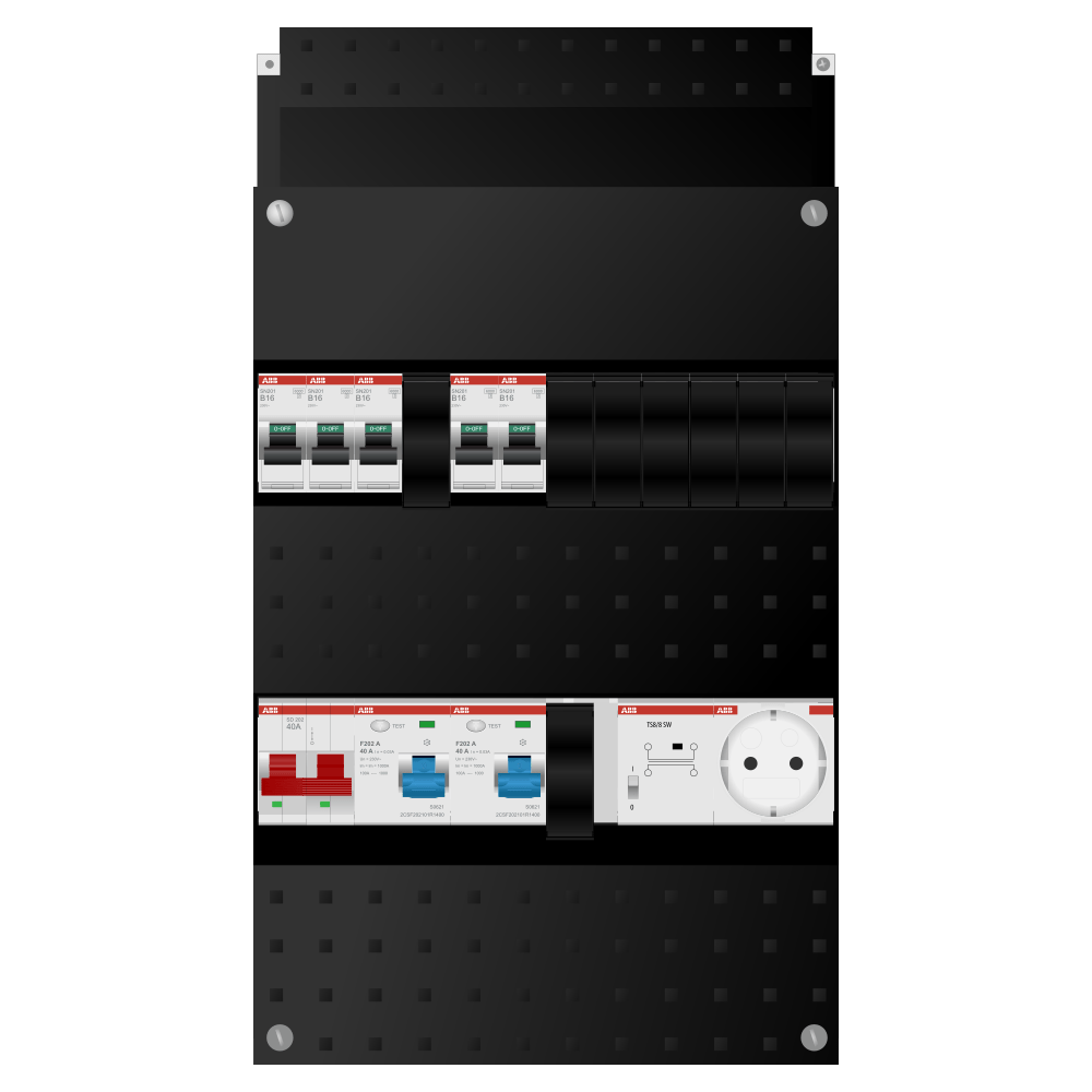 ABB Groepenkast 1 fase 5 groepen + beltrafo + wcd SN201
