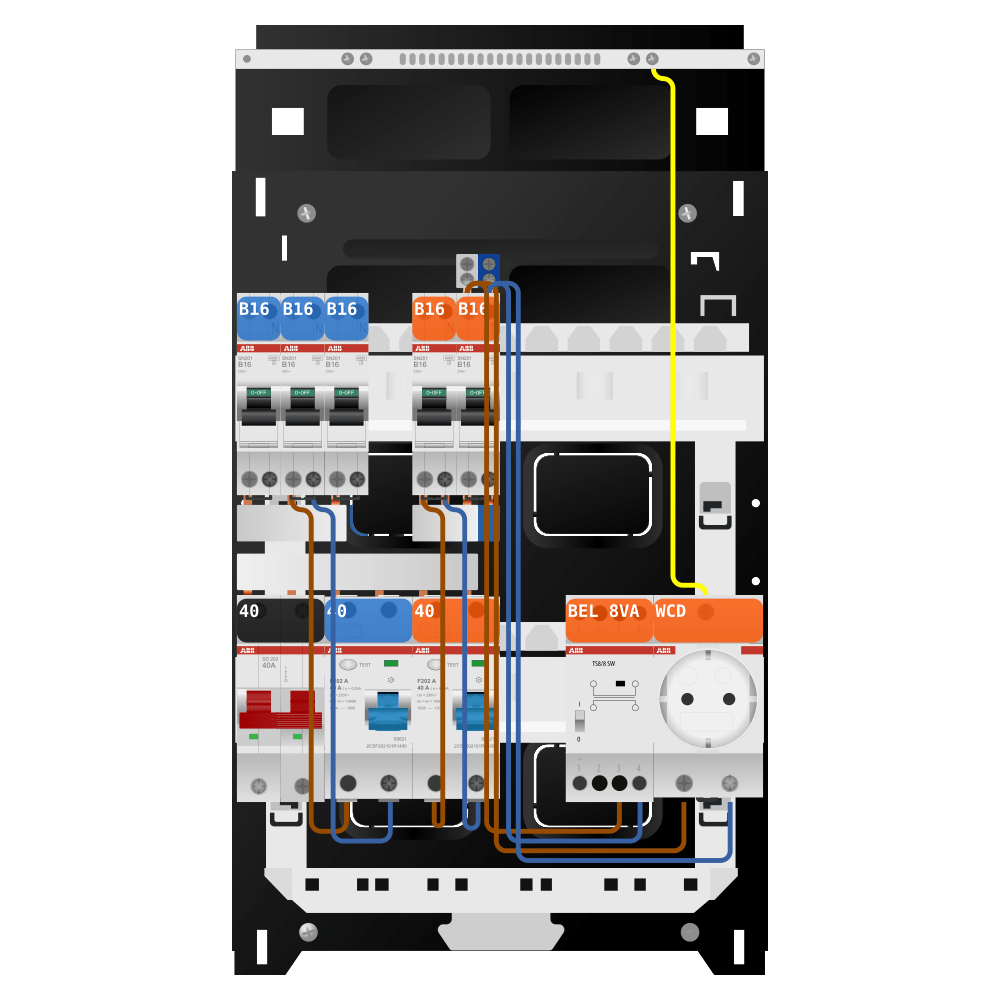 ABB Groepenkast 1 fase 5 groepen + beltrafo + wcd SN201