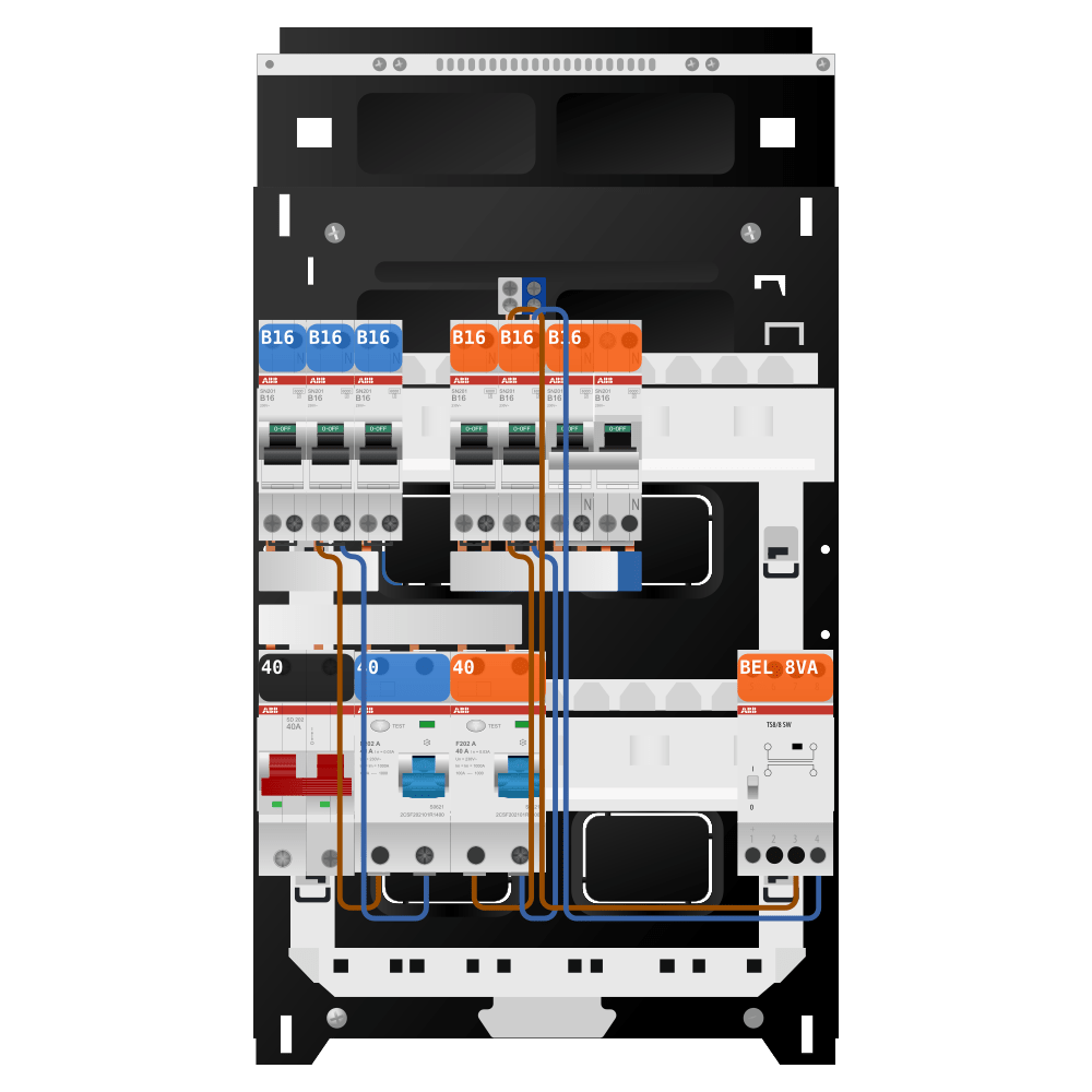 ABB Groepenkast 1 fase 5 groepen + beltrafo + kookgroep SN201