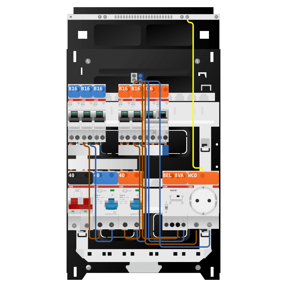 ABB Groepenkast 1 fase 5 groepen + beltrafo + wcd + kookgroep SN201