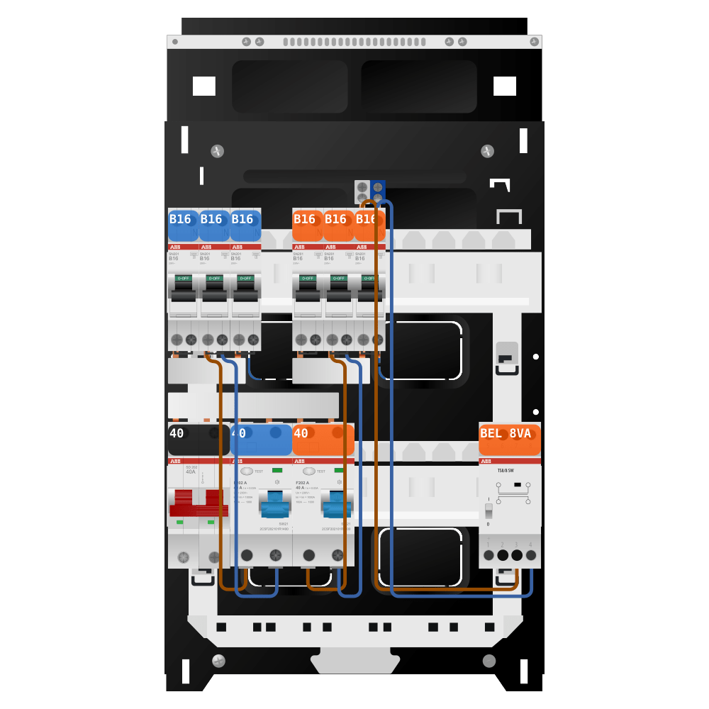 ABB Groepenkast 1 fase 6 groepen + beltrafo SN201