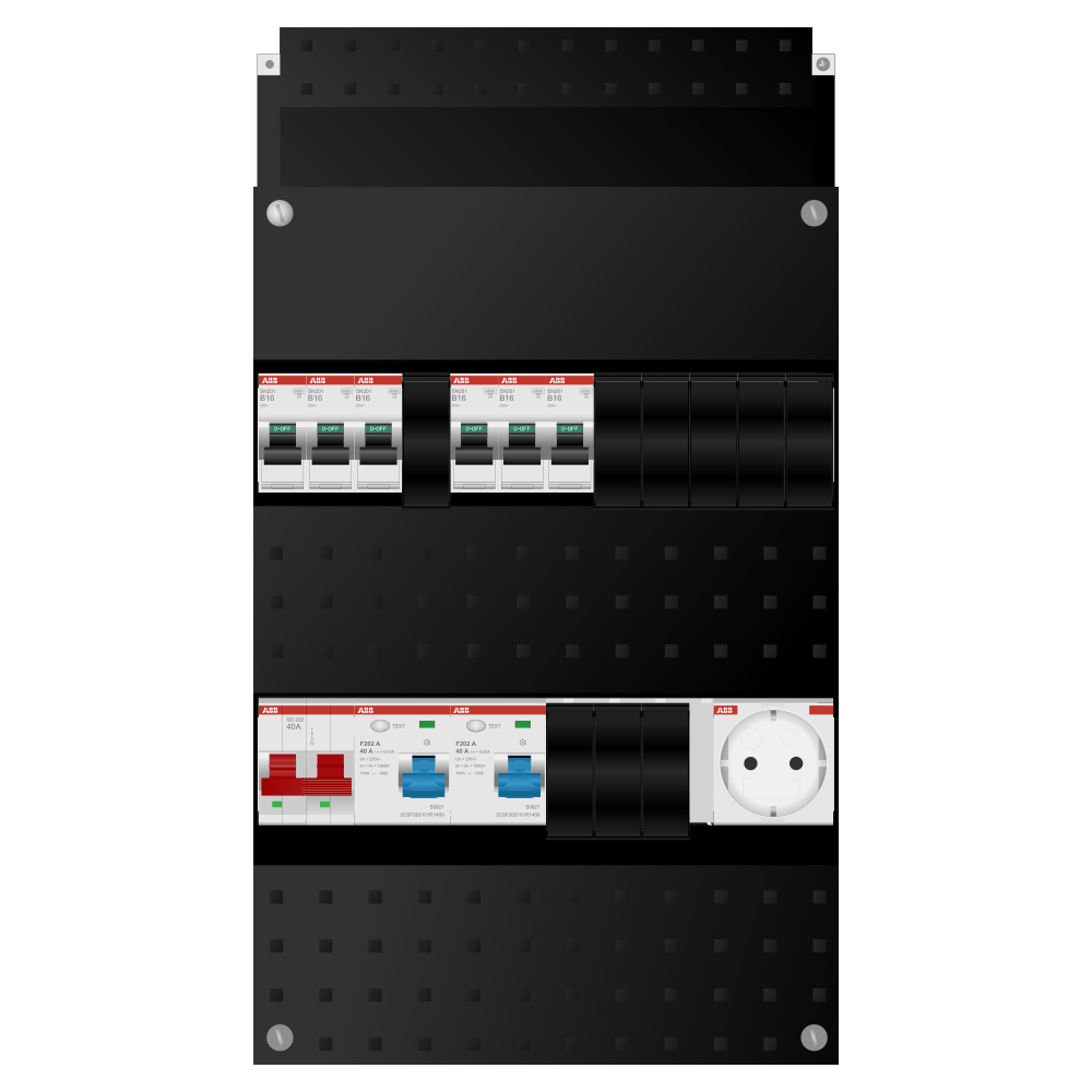 ABB Groepenkast 1 fase 6 groepen + wcd SN201