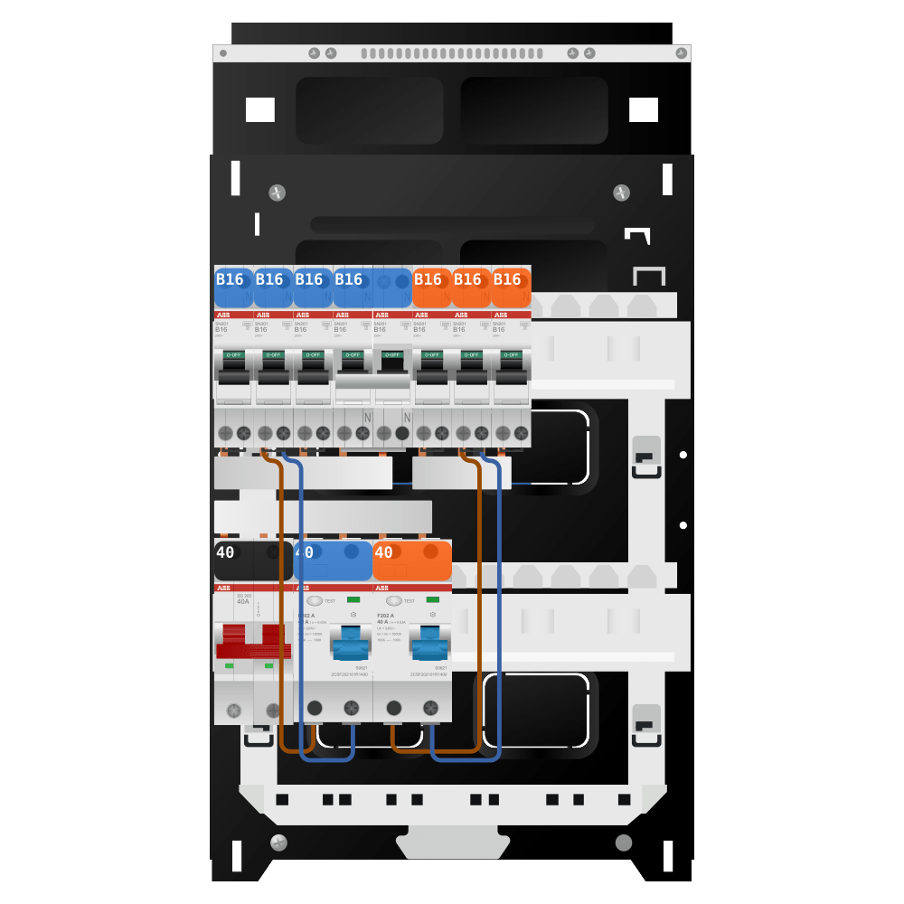 ABB Groepenkast 1 fase 6 groepen + kookgroep SN201
