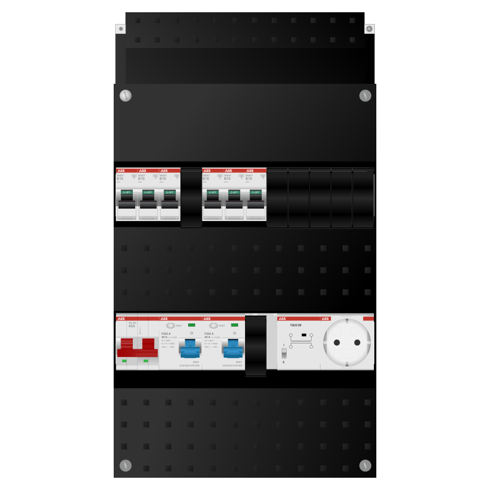 ABB Groepenkast 1 fase 6 groepen + beltrafo + wcd SN201
