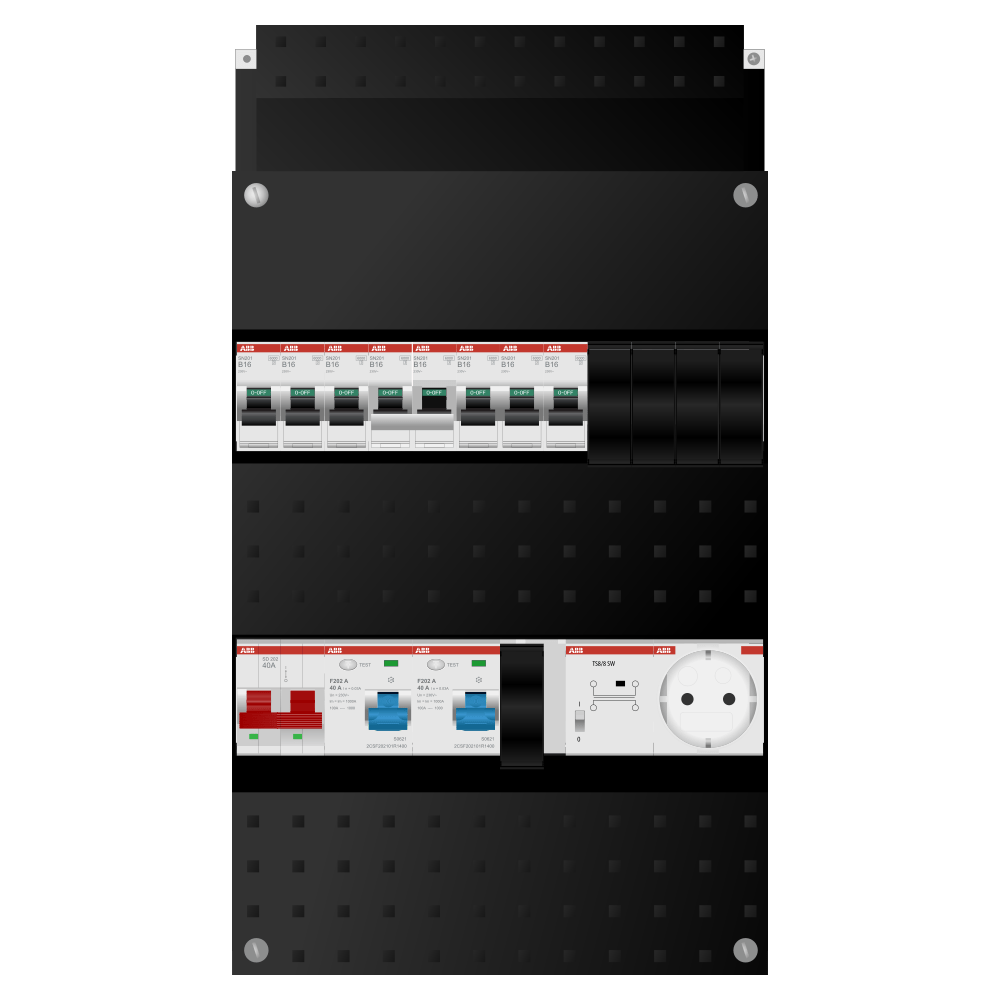 ABB Groepenkast 1 fase 6 groepen + beltrafo + wcd + kookgroep SN201