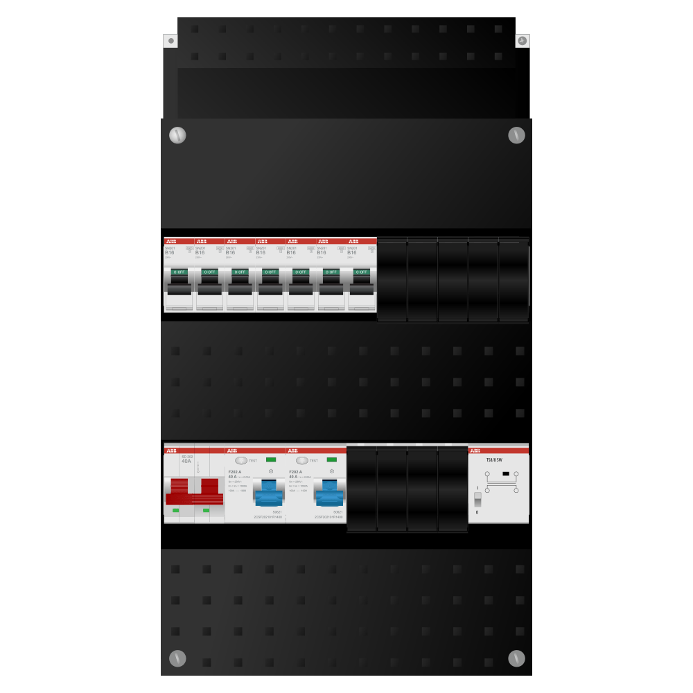 ABB Groepenkast 1 fase 7 groepen + beltrafo SN201