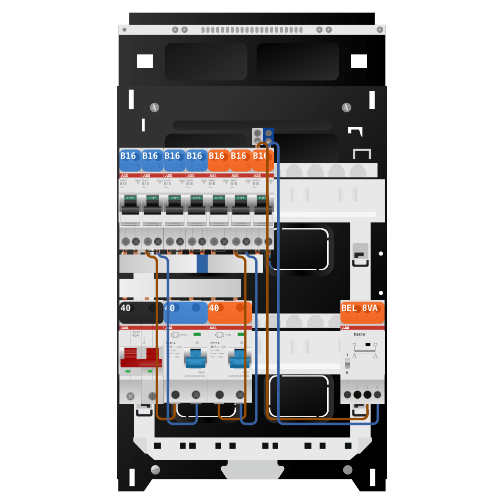 ABB Groepenkast 1 fase 7 groepen + beltrafo SN201