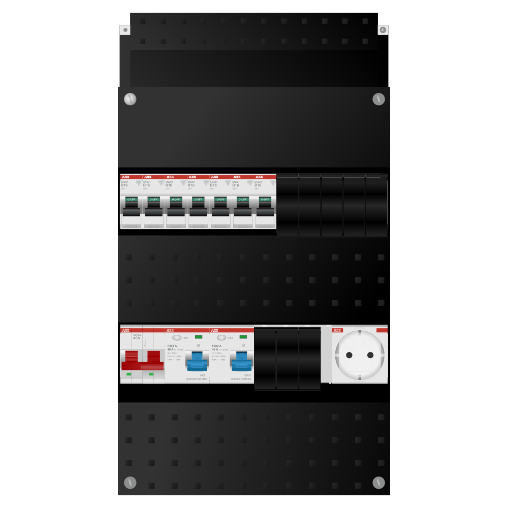 ABB Groepenkast 1 fase 7 groepen + wcd SN201