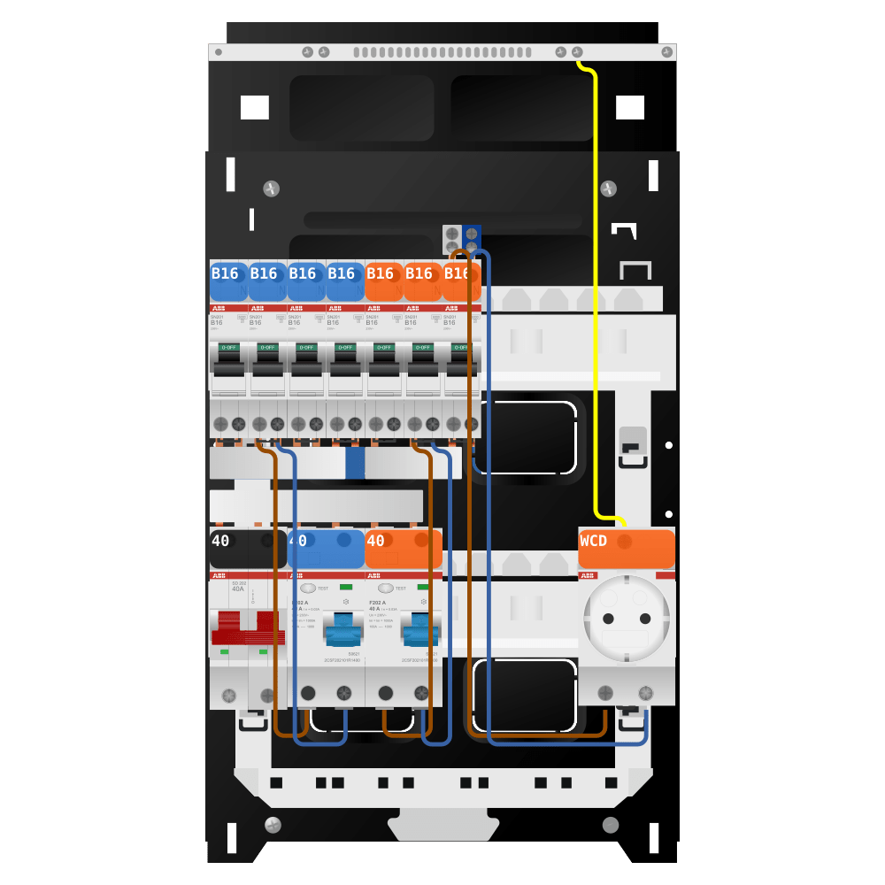 ABB Groepenkast 1 fase 7 groepen + wcd SN201