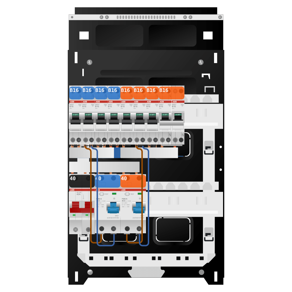 ABB Groepenkast 1 fase 7 groepen + kookgroep SN201