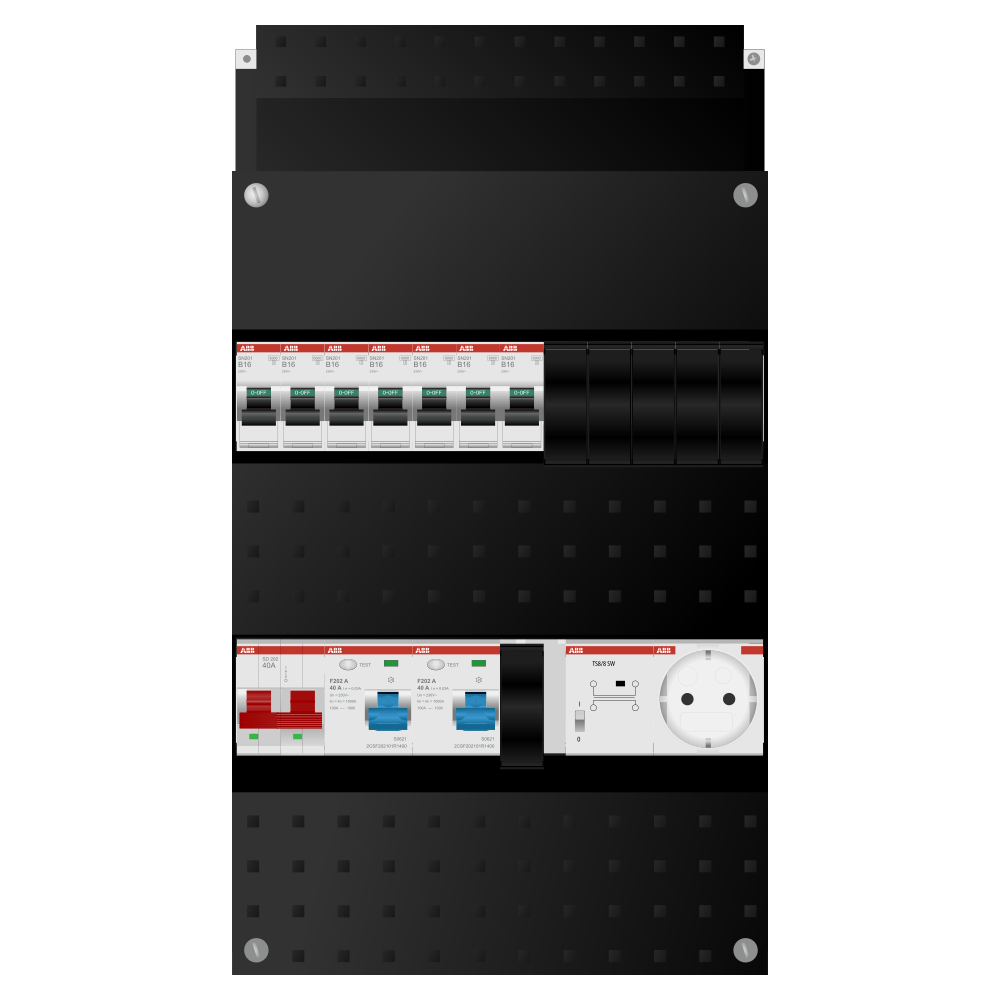 ABB Groepenkast 1 fase 7 groepen + beltrafo + wcd SN201