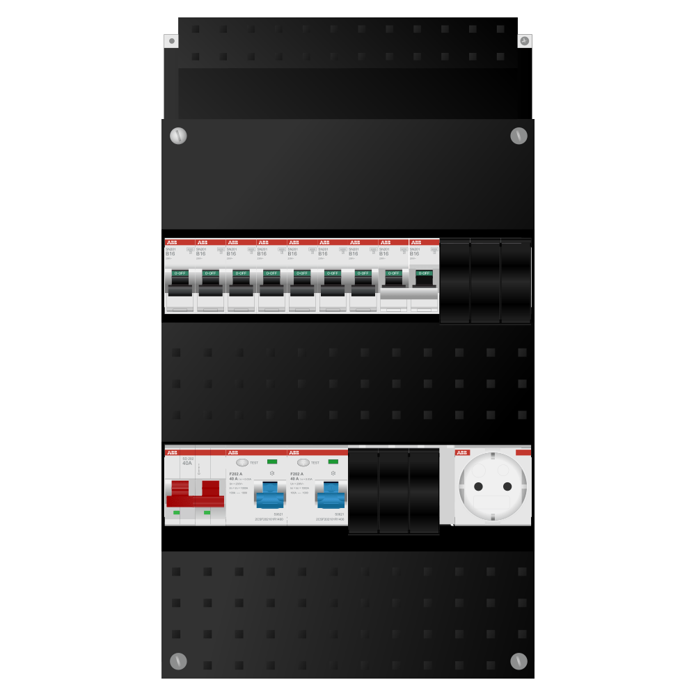 ABB Groepenkast 1 fase 7 groepen + wcd + kookgroep SN201