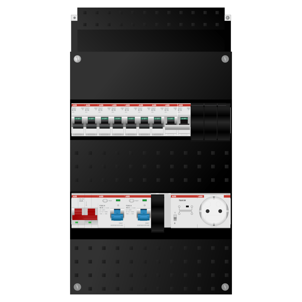 ABB Groepenkast 1 fase 7 groepen + beltrafo + wcd + kookgroep SN201
