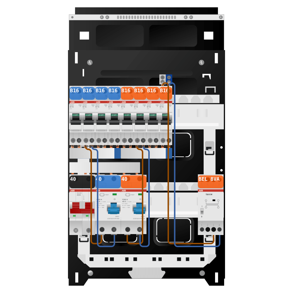 ABB Groepenkast 1 fase 8 groepen + beltrafo SN201