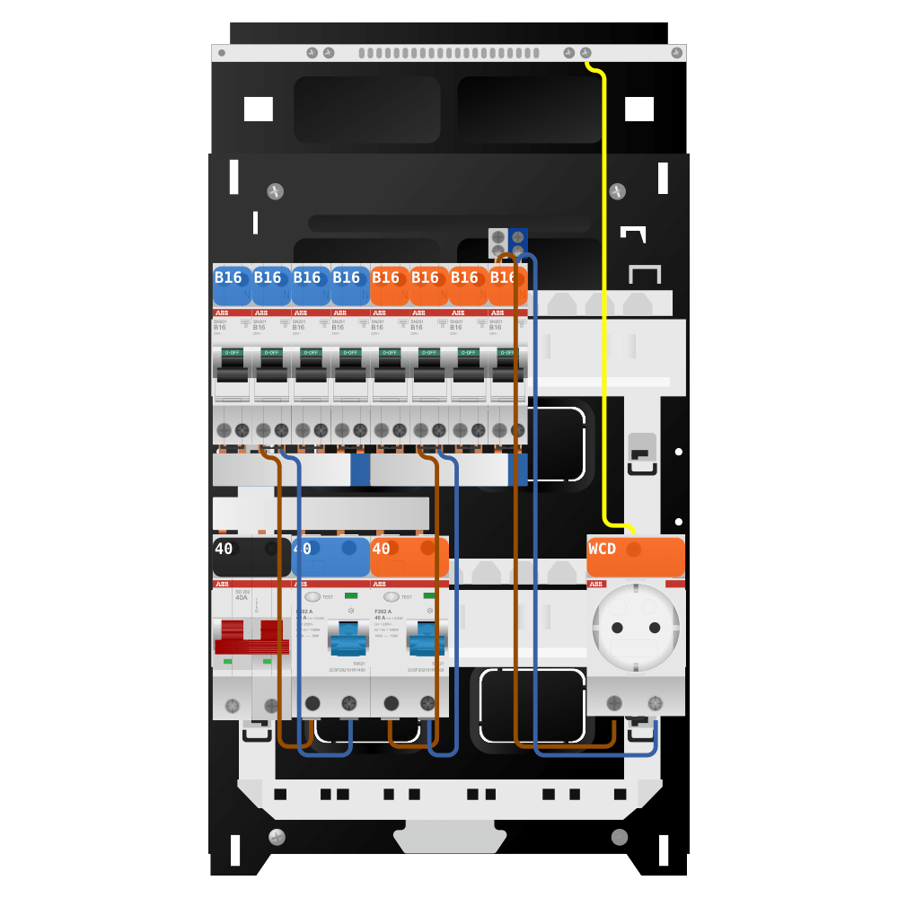 ABB Groepenkast 1 fase 8 groepen + wcd SN201