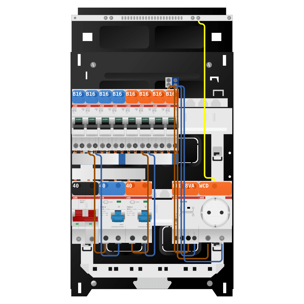 ABB Groepenkast 1 fase 8 groepen + beltrafo + wcd SN201