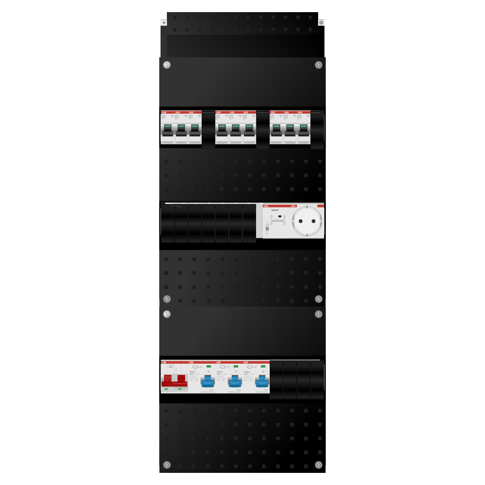 ABB Groepenkast 1 fase 9 groepen + beltrafo + wcd SN201